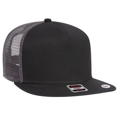 OTTO 154-1124 ’OTTO Snap’ 5 Panel Pro Style Mesh Back Trucker Snapback Cap - Blk/Blk/Ch.Gry - Blk/Blk/Ch.Gry / 6 1/2’’