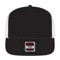 OTTO 154-1174 ’OTTO Snap’ 5 Panel Pro Style Mesh Back Trucker Snapback Cap - Blk/Blk/Wht - Blk/Blk/Wht / 7 3/8’’ - 7