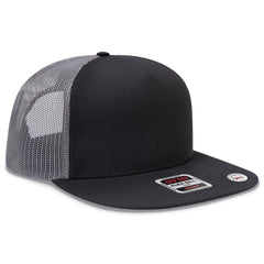 OTTO 154-1174 ’OTTO Snap’ 5 Panel Pro Style Mesh Back Trucker Snapback Cap - Blk/Blk/Ch.Gry - Blk/Blk/Ch.Gry / 7 3/8’’