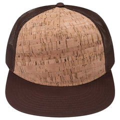 OTTO 154-1174 ’OTTO Snap’ 5 Panel Pro Style Mesh Back Trucker Snapback Cap - D.Brn/Cork/D.Brn - D.Brn/Cork/D.Brn / 7