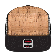 OTTO 154-1174 ’OTTO Snap’ 5 Panel Pro Style Mesh Back Trucker Snapback Cap - Blk/Cork/Blk - Blk/Cork/Blk / 7 3/8’’ - 7