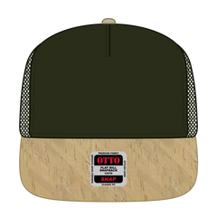 OTTO 154-1174 ’OTTO Snap’ 5 Panel Pro Style Mesh Back Trucker Snapback Cap - Cork/Ml Grn - Cork/Ml Grn / 7 3/8’’ - 7