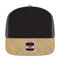 OTTO 154-1174 ’OTTO Snap’ 5 Panel Pro Style Mesh Back Trucker Snapback Cap - Cork/Blk - Cork/Blk / 7 3/8’’ - 7 5/8’’