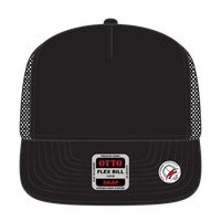 OTTO 154-1174 ’OTTO Snap’ 5 Panel Pro Style Mesh Back Trucker Snapback Cap - Black - Black / 7 3/8’’ - 7 5/8’’