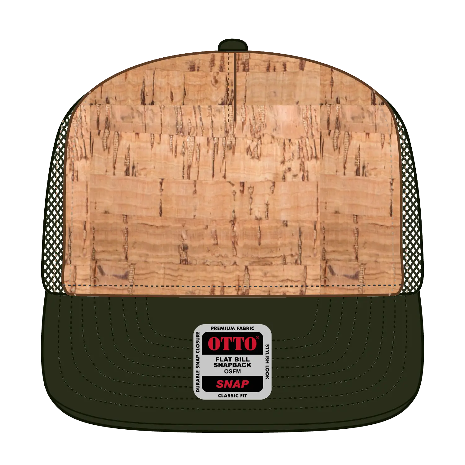 OTTO 154-1174 ’OTTO Snap’ 5 Panel Pro Style Mesh Back Trucker Snapback Cap - Ml Grn/Crk/Ml Grn - Ml Grn/Crk/Ml Grn / 7