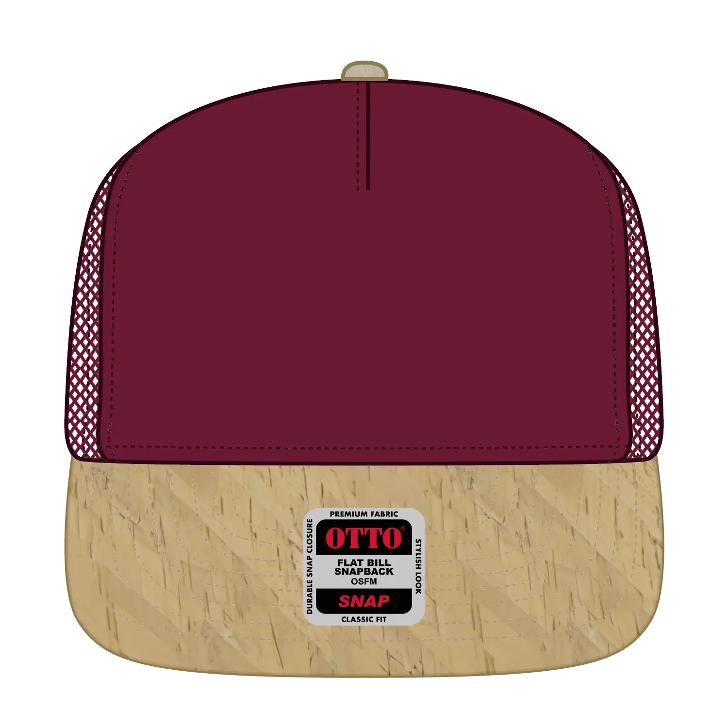 OTTO 154-1174 ’OTTO Snap’ 5 Panel Pro Style Mesh Back Trucker Snapback Cap - Cork/Bg Mrn - Cork/Bg Mrn / 7 3/8’’ - 7