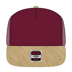 OTTO 154-1174 ’OTTO Snap’ 5 Panel Pro Style Mesh Back Trucker Snapback Cap - Cork/Bg Mrn - Cork/Bg Mrn / 7 3/8’’ - 7