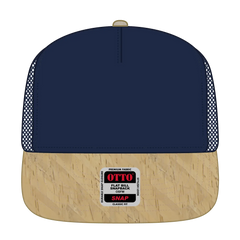 OTTO 154-1174 ’OTTO Snap’ 5 Panel Pro Style Mesh Back Trucker Snapback Cap - Cork/Nvy - Cork/Nvy / 7 3/8’’ - 7 5/8’’