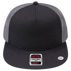 OTTO 154-1174 ’OTTO Snap’ 5 Panel Pro Style Mesh Back Trucker Snapback Cap - Blk/Blk/Ch.Gry - Blk/Blk/Ch.Gry / 7 3/8’’