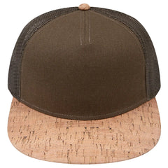 OTTO 154-1174 ’OTTO Snap’ 5 Panel Pro Style Mesh Back Trucker Snapback Cap - Cork/Ml Grn - Cork/Ml Grn / 7 3/8’’ - 7