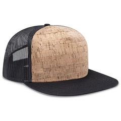 OTTO 154-1174 ’OTTO Snap’ 5 Panel Pro Style Mesh Back Trucker Snapback Cap - Blk/Cork/Blk - Blk/Cork/Blk / 7 3/8’’ - 7