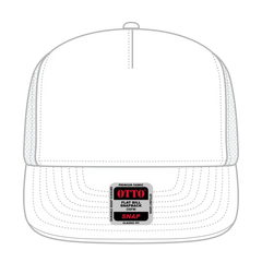 OTTO 154-1174 ’OTTO Snap’ 5 Panel Pro Style Mesh Back Trucker Snapback Cap - White - White / 7 3/8’’ - 7 5/8’’