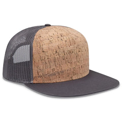 OTTO 154-1174 ’OTTO Snap’ 5 Panel Pro Style Mesh Back Trucker Snapback Cap - Char. Gray/Cork/Char. Gray - Char.