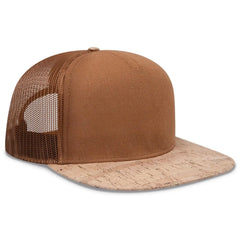 OTTO 154-1174 ’OTTO Snap’ 5 Panel Pro Style Mesh Back Trucker Snapback Cap - Cork/Cy Brn - Cork/Cy Brn / 7 3/8’’ - 7