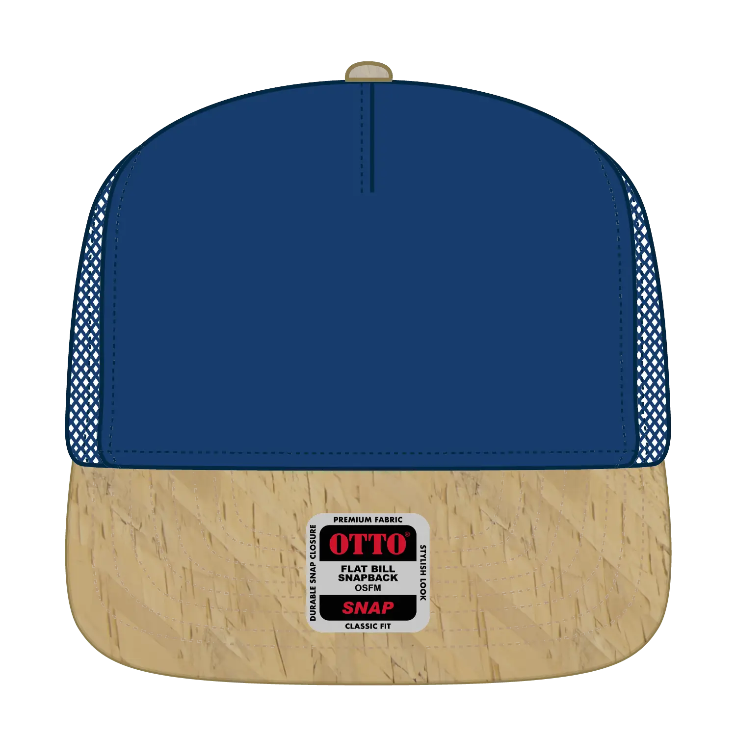 OTTO 154-1174 ’OTTO Snap’ 5 Panel Pro Style Mesh Back Trucker Snapback Cap - Cork/Ryl - Cork/Ryl / 7 3/8’’ - 7 5/8’’