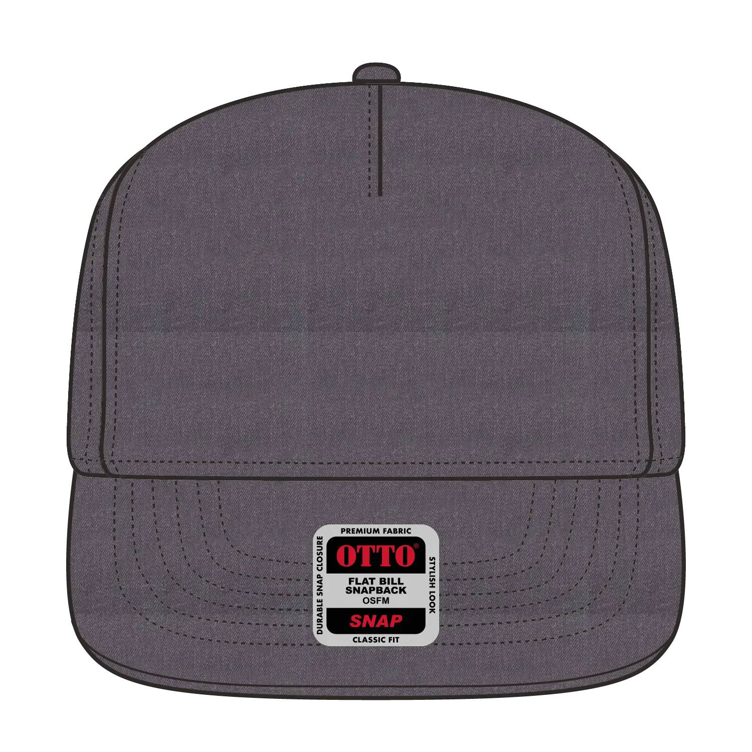 OTTO 158-1176 ’OTTO Snap’ 5 Panel Pro Style Snapback Cap - Heath. Black - Heath. Black / 6 1/2’’ - 7 5/8’’