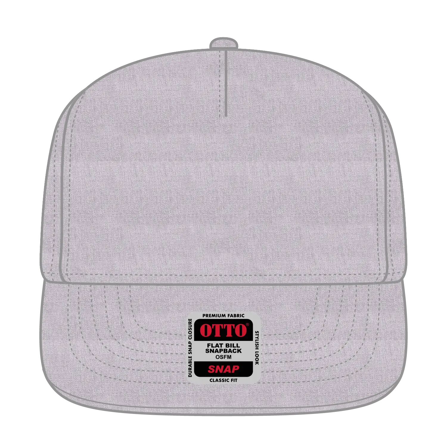 OTTO 158-1176 ’OTTO Snap’ 5 Panel Pro Style Snapback Cap - Heath. Gray - Heath. Gray / 6 1/2’’ - 7 5/8’’