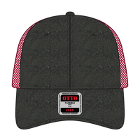 OTTO 169-1264 ’OTTO Flex’ Fitted 6 Panel Low Profile Mesh Back Trucker Cap - Blk/Blk/Red - Blk/Blk/Red / 7 3/8’’ - 7