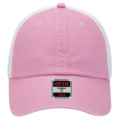 OTTO 169-1264 ’OTTO Flex’ Fitted 6 Panel Low Profile Mesh Back Trucker Cap - Pnk/Pnk/Wht