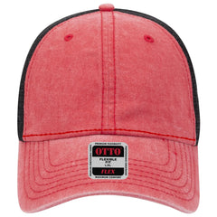 OTTO 169-1264 ’OTTO Flex’ Fitted 6 Panel Low Profile Mesh Back Trucker Cap - Red/Red/Blk