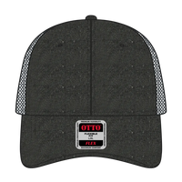 OTTO 169-1264 ’OTTO Flex’ Fitted 6 Panel Low Profile Mesh Back Trucker Cap - Blk/Blk/Ch.Gry - Blk/Blk/Ch.Gry / 7 3/8’’