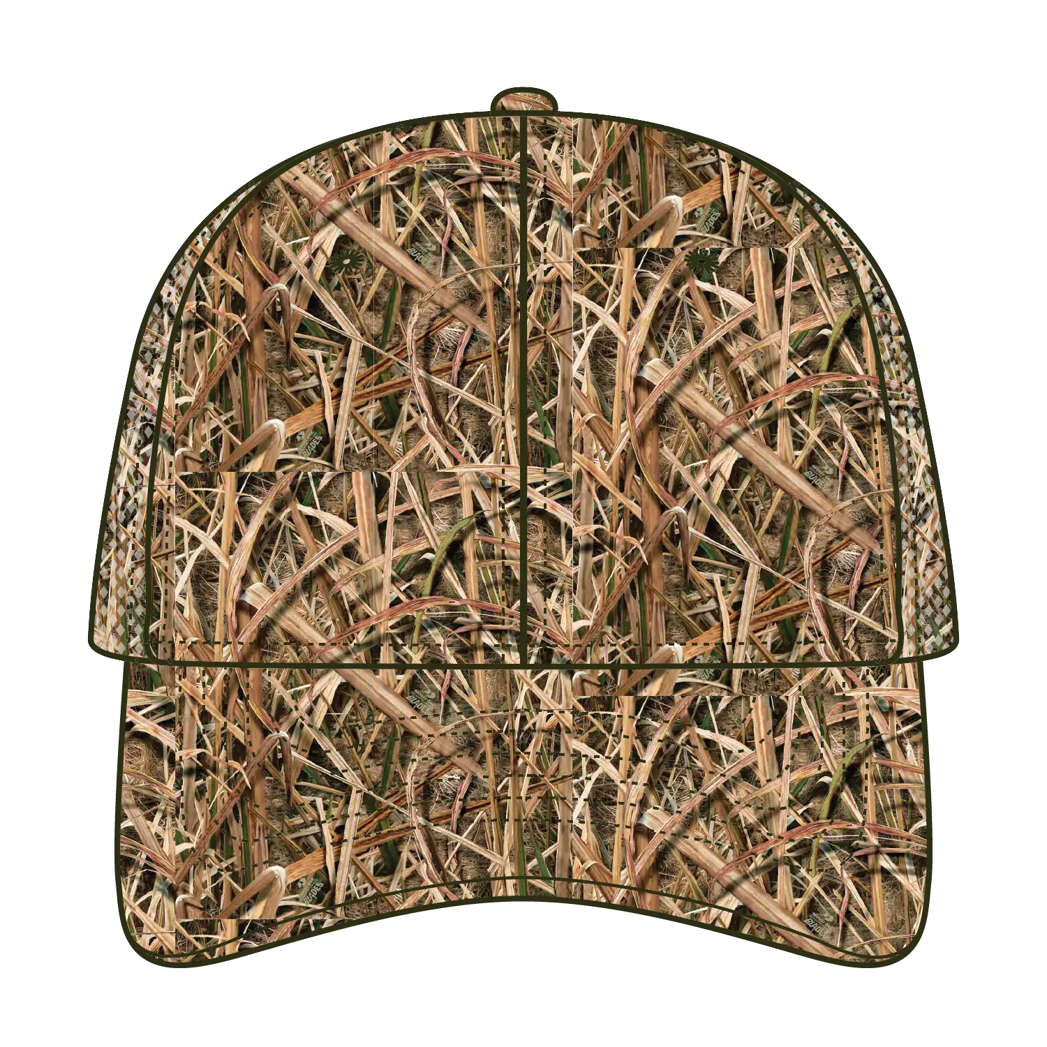 OTTO 171-1292 Mossy Oak Camouflage Superior Polyester Twill 6 Panel Low Profile Mesh Back Trucker Cap - Shadow Grass