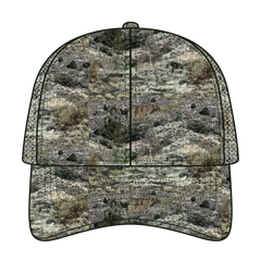 OTTO 171-1292 Mossy Oak Camouflage Superior Polyester Twill 6 Panel Low Profile Mesh Back Trucker Cap - Mountain