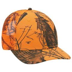 OTTO 171-1292 Mossy Oak Camouflage Superior Polyester Twill 6 Panel Low Profile Mesh Back Trucker Cap - Blaze - Blaze