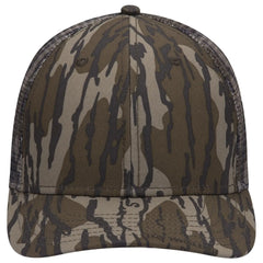 OTTO 171-1292 Mossy Oak Camouflage Superior Polyester Twill 6 Panel Low Profile Mesh Back Trucker Cap - Bottomland