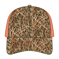 OTTO 171-1293 Mossy Oak Camouflage 6 Panel Low Profile Mesh Back Trucker Cap - Shadow Grass Blades/N.Org - Shadow Grass
