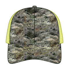 OTTO 171-1293 Mossy Oak Camouflage 6 Panel Low Profile Mesh Back Trucker Cap - Mountain Country Range/N.Ylw - Mountain