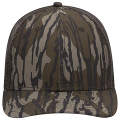 OTTO 171-1293 Mossy Oak Camouflage 6 Panel Low Profile Mesh Back Trucker Cap - Bottomland/Dk.Ol. Grn