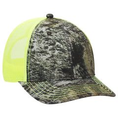 OTTO 171-1293 Mossy Oak Camouflage 6 Panel Low Profile Mesh Back Trucker Cap - Mountain Country Range/N.Ylw - Mountain