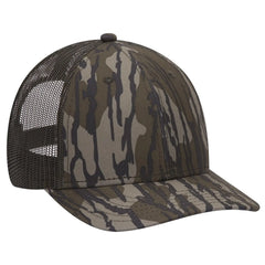 OTTO 171-1293 Mossy Oak Camouflage 6 Panel Low Profile Mesh Back Trucker Cap - Bottomland/Dk.Ol. Grn