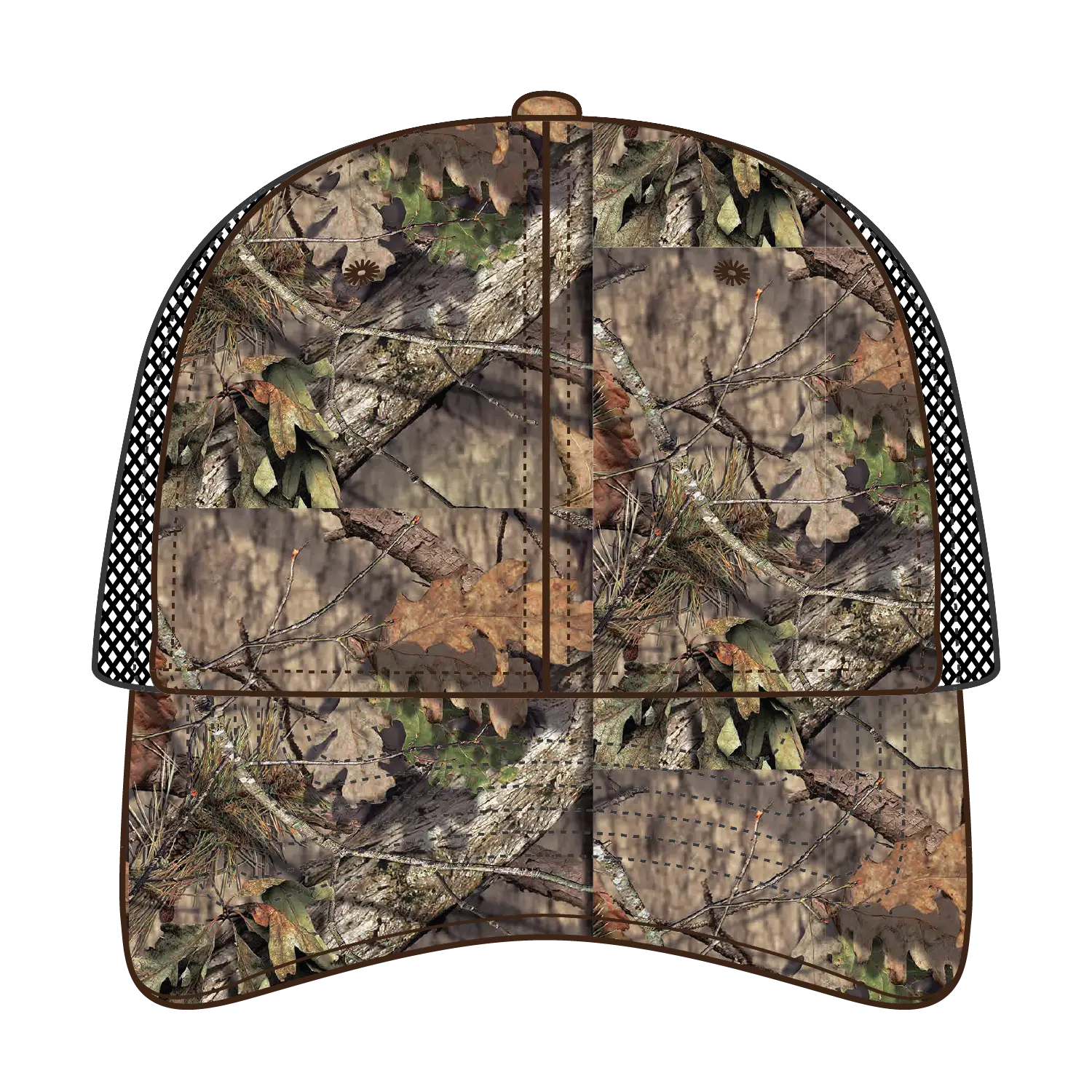 OTTO 171-1293 Mossy Oak Camouflage 6 Panel Low Profile Mesh Back Trucker Cap - Break Up Country/Blk - Break Up