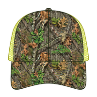 OTTO 171-1293 Mossy Oak Camouflage 6 Panel Low Profile Mesh Back Trucker Cap - Obsession/N.Ylw - Obsession/N.Ylw / 6