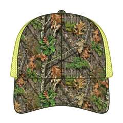 OTTO 171-1293 Mossy Oak Camouflage 6 Panel Low Profile Mesh Back Trucker Cap - Obsession/N.Ylw - Obsession/N.Ylw / 6