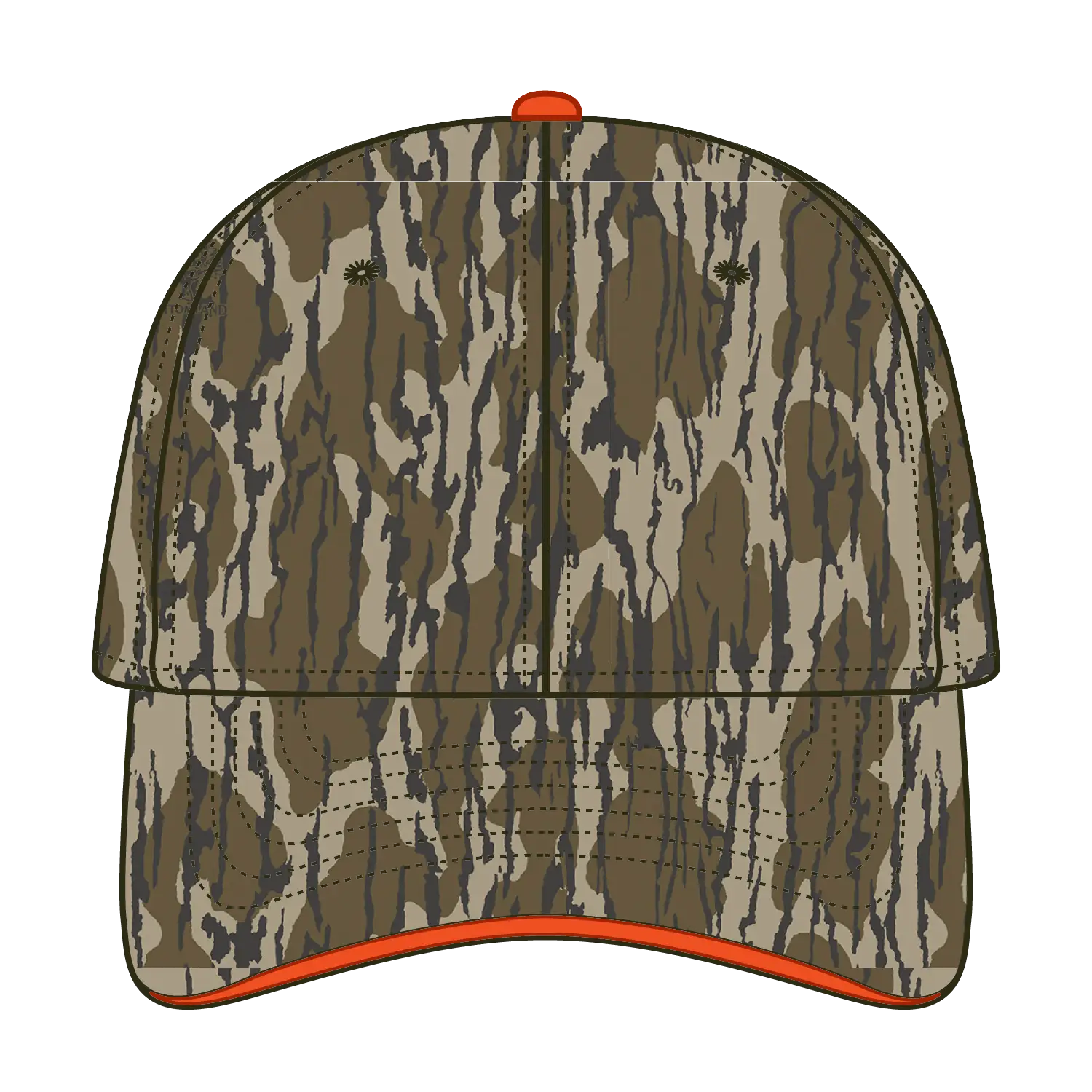 OTTO 171-1294 Mossy Oak Camouflage Sandwich Visor 6 Panel Low Profile Baseball Cap - Bottomland - Bottomland / 6 1/2’’