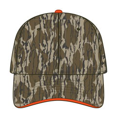 OTTO 171-1294 Mossy Oak Camouflage Sandwich Visor 6 Panel Low Profile Baseball Cap - Bottomland - Bottomland / 6 1/2’’