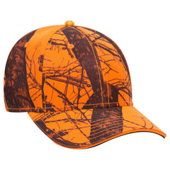 OTTO 171-1294 Mossy Oak Camouflage Sandwich Visor 6 Panel Low Profile Baseball Cap - Blaze - Blaze / 6 1/2’’ - 7 5/8’’