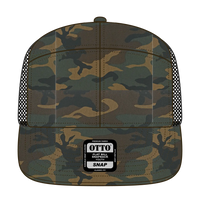 OTTO 172-1298 ’OTTO Snap’ 7 Panel Pro Style Mesh Back Trucker Snapback Cap - Dk.Grn/Brn/Blk - Dk.Grn/Brn/Blk / 7 3/8’’