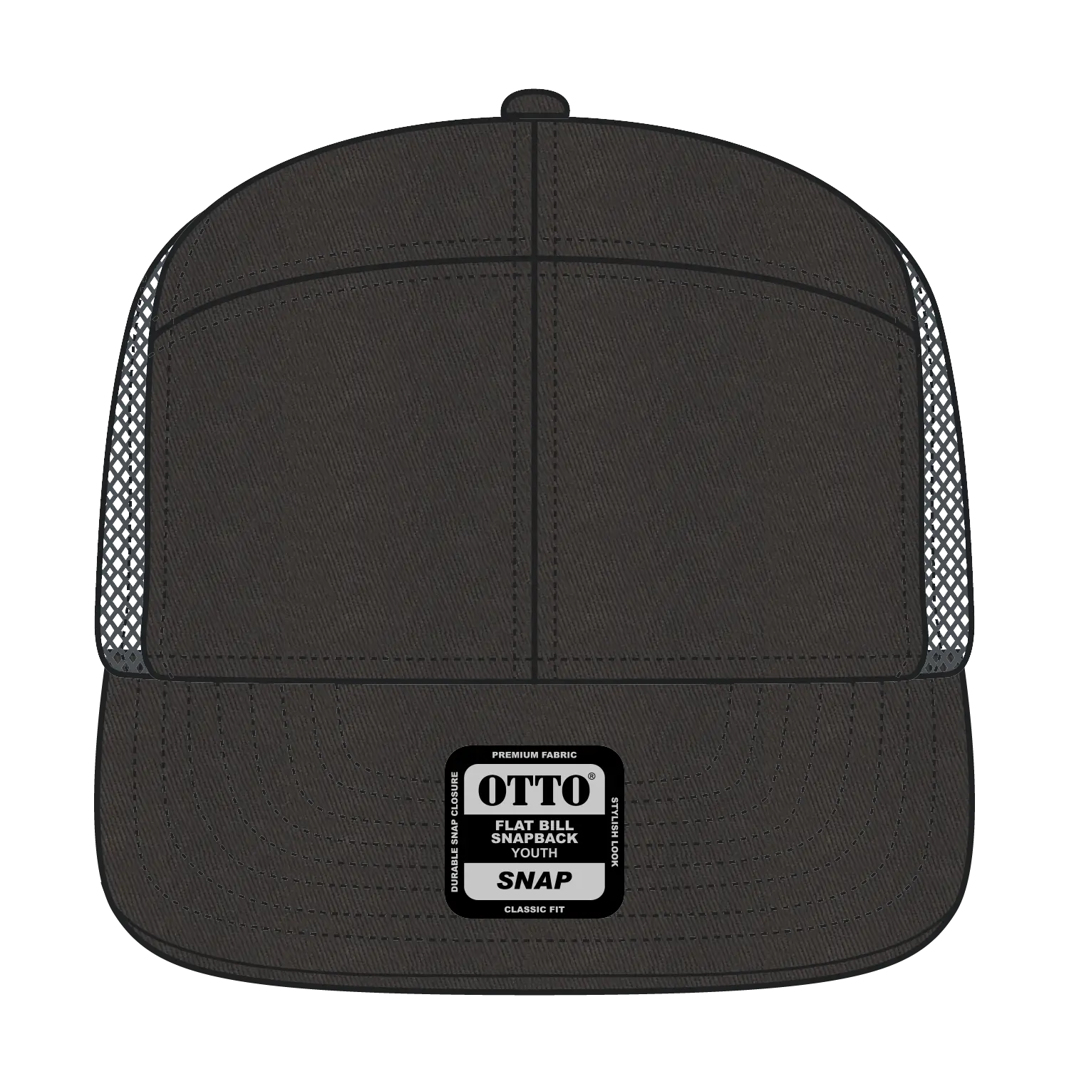 OTTO 172-1298 ’OTTO Snap’ 7 Panel Pro Style Mesh Back Trucker Snapback Cap - Char. Gray - Char. Gray / 7 3/8’’ - 7 5/8’’