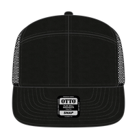 OTTO 172-1298 ’OTTO Snap’ 7 Panel Pro Style Mesh Back Trucker Snapback Cap - Black - Black / 7 3/8’’ - 7 5/8’’