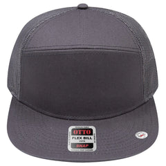 OTTO 172-1298 ’OTTO Snap’ 7 Panel Pro Style Mesh Back Trucker Snapback Cap - Char. Gray - Char. Gray / 7 3/8’’ - 7 5/8’’