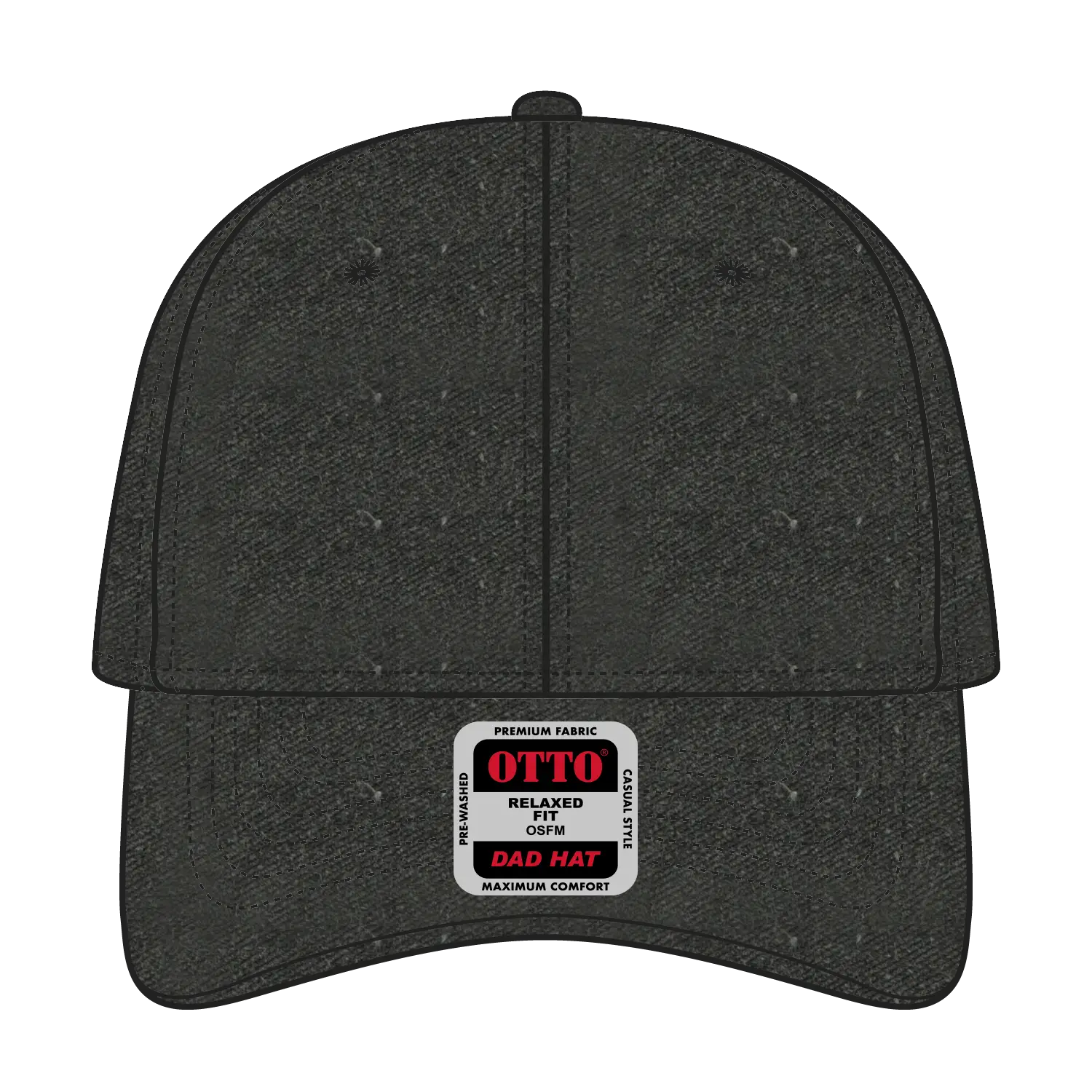 OTTO 18-202 6 Panel Low Profile Dad Cap - Black - Black / 6 1/2’’ - 7 5/8’’