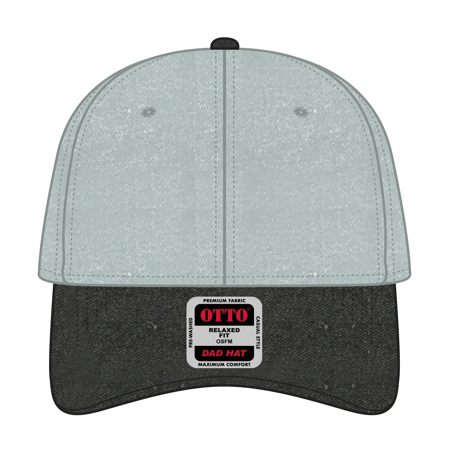 OTTO 18-202 6 Panel Low Profile Dad Cap - Blk/Gry - Blk/Gry / 6 1/2’’ - 7 5/8’’