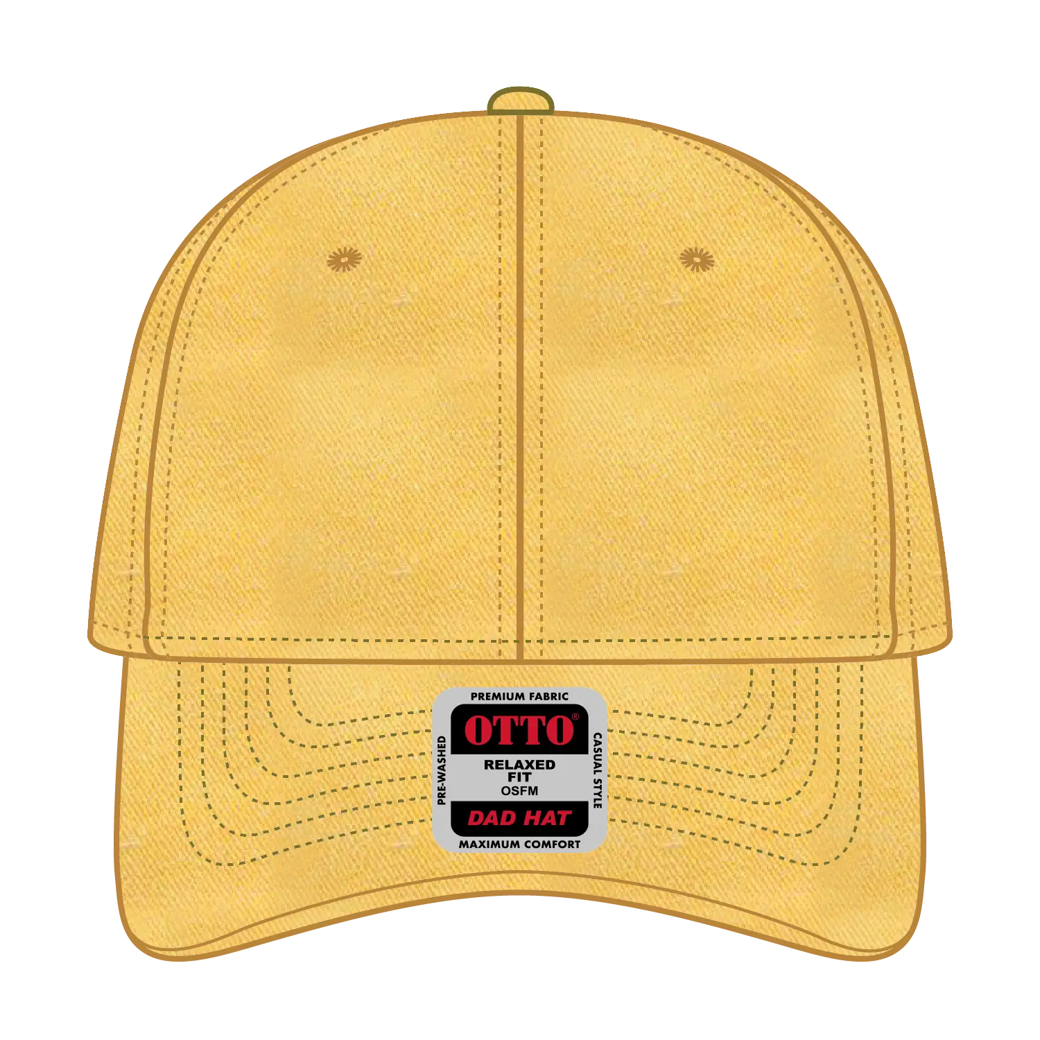 OTTO 18-202 6 Panel Low Profile Dad Cap - Bright Yellow - Bright Yellow / 6 1/2’’ - 7 5/8’’