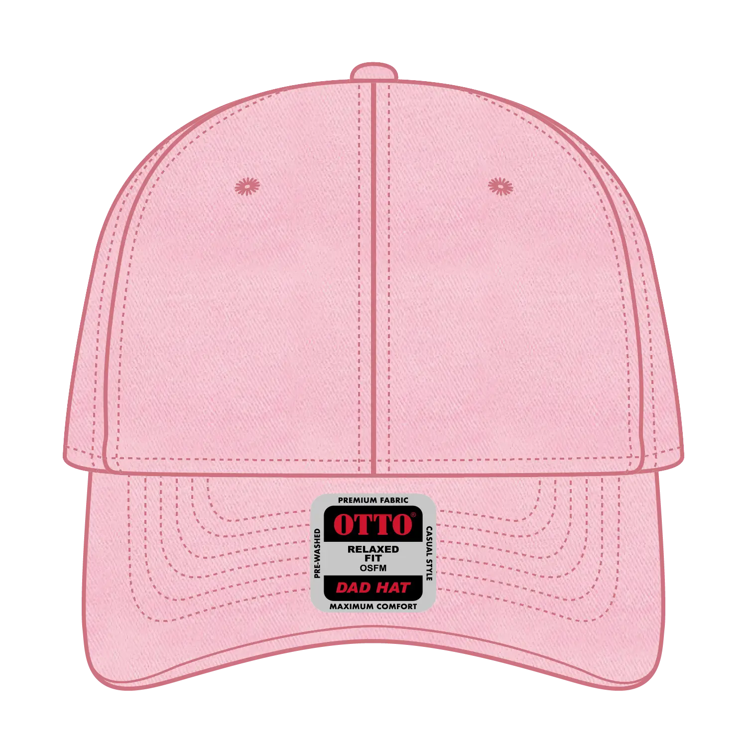 OTTO 18-202 6 Panel Low Profile Dad Cap - Pink - Pink / 6 1/2’’ - 7 5/8’’