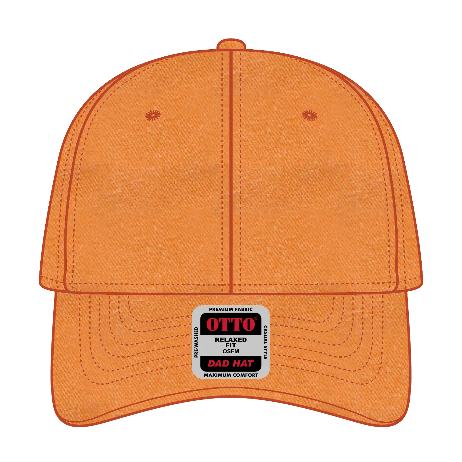 OTTO 18-202 6 Panel Low Profile Dad Cap - Pkn. Orange - Pkn. Orange / 6 1/2’’ - 7 5/8’’