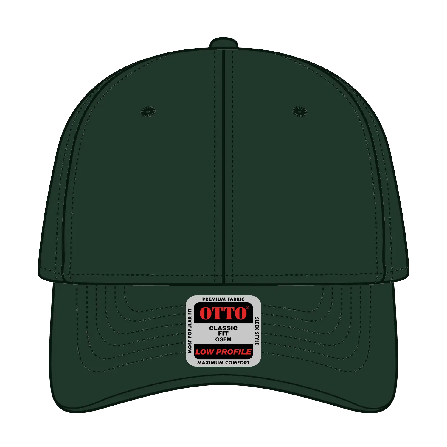 OTTO 18-686 6 Panel Low Profile Baseball Cap - Dk. Green - Dk. Green / 6 1/2’’ - 7 5/8’’
